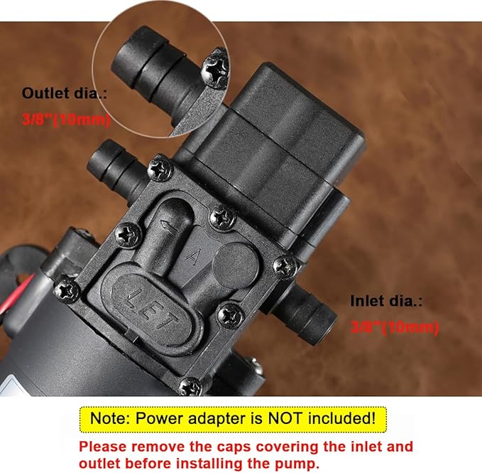 bayite 12V DC Water Transfer Pump with 2 Hose Clamps 12 Volt Diaphragm Pump Self Priming Sprayer Pump with Pressure Switch 4.5 L/Min 1.2 GPM 80 PSI for Weed ATV Marine Boat