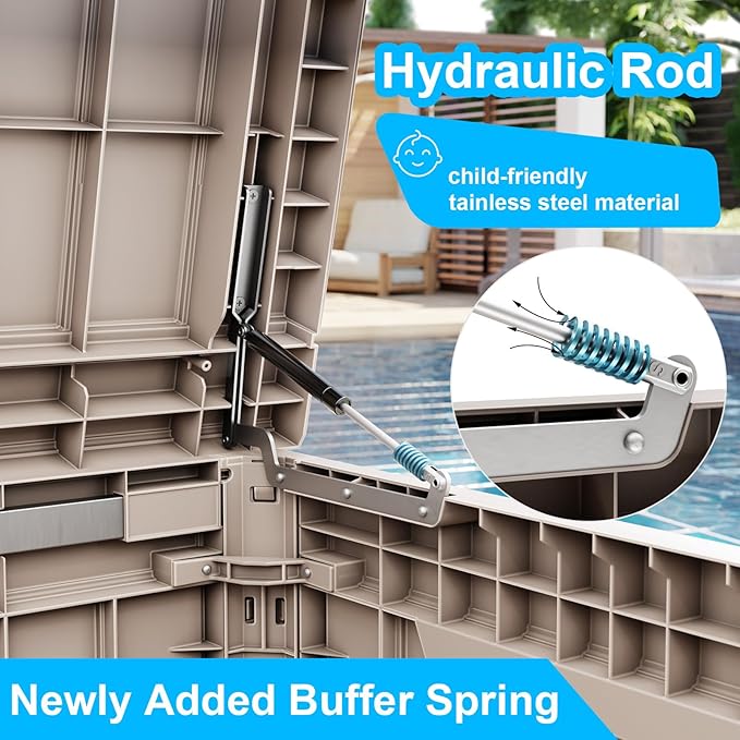 260 Gallon Waterproof Outdoor Storage Box,Large Resin Deck Box,Lockable Outside Storage Box Container for Patio Furniure,Garden,Tools (260 Gallon,Grey)