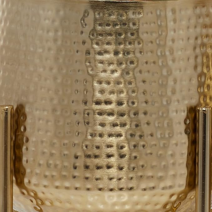 CosmoLiving by Cosmopolitan Metal Indoor Outdoor Planter Deep Recessed Hammered Dome Large Planter Pot with Removable Stand, Set of 2 Planters 17", 19"H, Gold