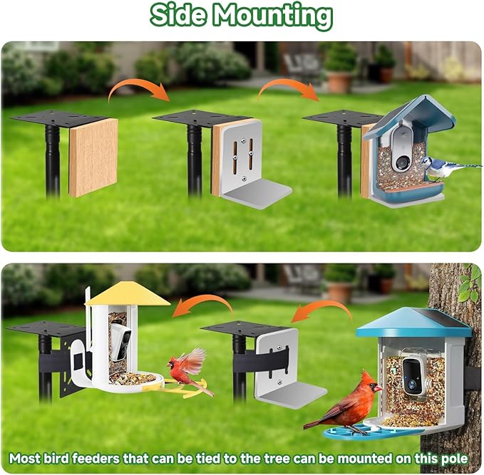 79In Smart Bird Feeder Pole Mount Kit,Adjustable Bird House Pole for Outdoors Heavy Duty, Metal Birdhouse Stand for Outside Multiple Mounting Option(Black Finish)