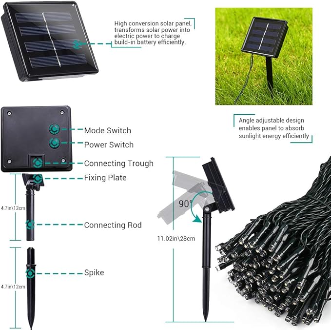 Joomer Solar Christmas Lights, 2 Pack Total 144 FT 400 LED 8 Modes Waterproof Solar Christmas Lights Outdoor for Christmas Decorations (Multicolor)