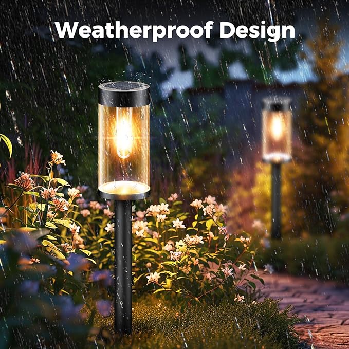 Woolmug Solar Pathway Lights, 12 Packs LED Solar Light Outdoor Waterproof, Auto On/Off Path Lights for Walkway Outside Yard Lawn Sidewalk Landscape(Warm White)