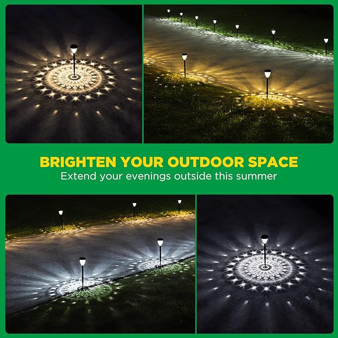 Super Bright Solar Lights, Waterproof 10 Pack, Dusk to Dawn Up to 12 Hrs Solar Powered Outdoor Pathway Garden Lights Auto On/Off, LED Landscape Lighting Decorative for Walkway Patio Yard