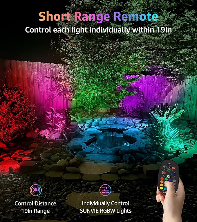 SUNVIE Christmas Spotlights Outdoor Spotlight 12W RGB Color Changing Landscape Lights 120V RGB Landscape Lighting Waterproof LED Spot Lights Outdoor Spotlight for Decorations Yard Garden Patio,4 Pack