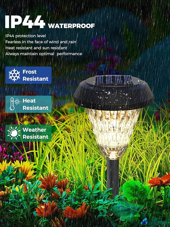 pearlstar 8 Pack Solar Lights Outdoor Waterproof, Warm White Pathway Lights Solar Powered,Solar Garden Light,Landscape Lighting for Decor,Patio,Garden,Yard,Pathway,Walkway