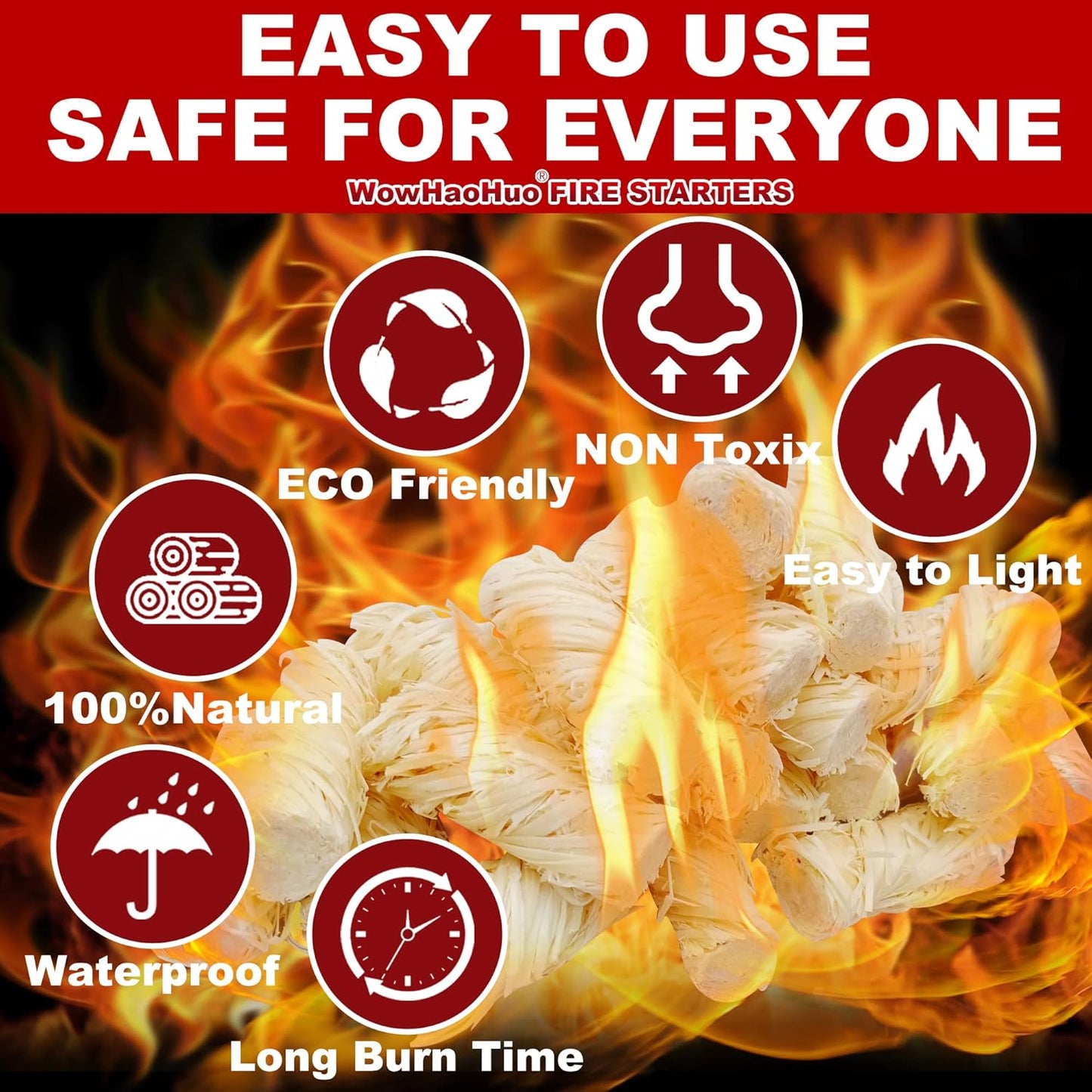 165Pcs Fire Starters for Fireplace, Campfire, BBQ, Grill Starter - All-Weather Firestarter - Charcoal Starter for Indoor and Outdoor