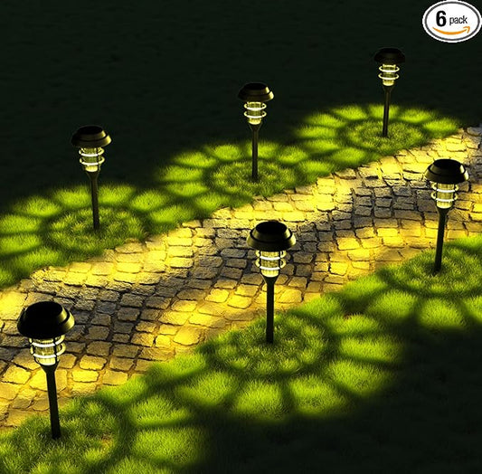 Solar Lights Outdoor Waterproof for Yard, 6 Pack Solar Pathway Lights Outdoor Lawn Lights Solar Powered Outdoor Lights LED Landscape Lighting Solar Garden Lights for Patio, Outside, Driveway, Walkway