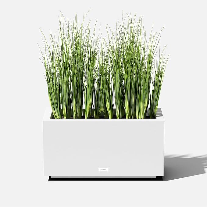 Veradek Block Series Long Box Planter - Large Rectangular Planter for Indoor or Outdoor Patio/Porch | Durable All-Weather Use with Drainage Holes | Modern Décor for Tall Plants, Flowers or Shrubs