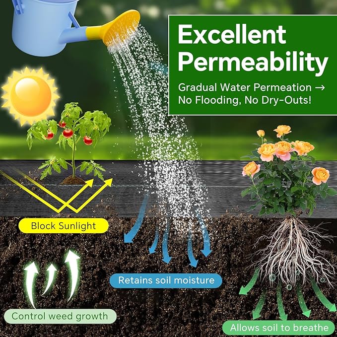 Weed Barrier Landscape Fabric Heavy Duty,3.2 OZ Premium Garden Weed Blocker Fabric for Weed Control, Plastic Ground Cover with Woven Weed Cloth,Durable Landscaping Fabric (1.4ft x 50ft)