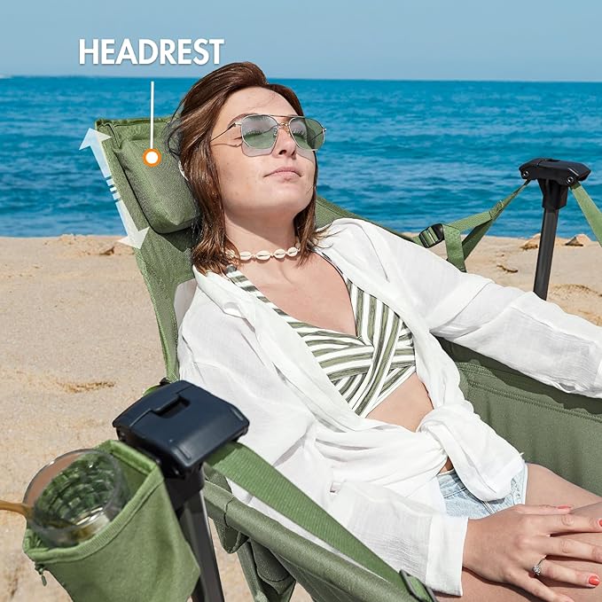 Portal Hammock Camping Chair, Portable Outdoor Swinging Chairs, Rocking Chair for Adults with Adjustable Back and Height for Lawn, Backyard, Patio, Supports 400 lbs, Breathable Mesh High Back, Green