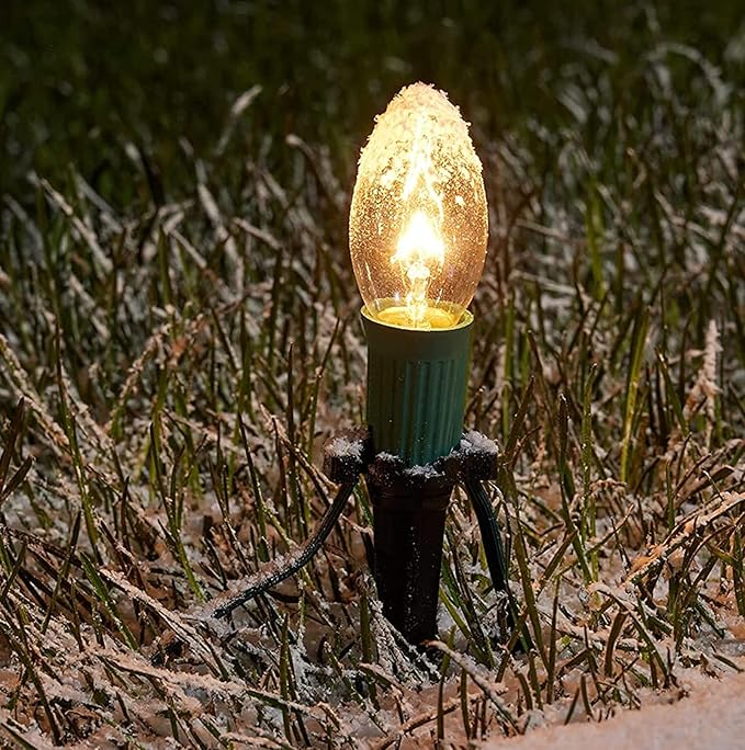 Vintage C9 Christmas Lights, 25 Feet C9 String Lights for Christmas Tree Holiday Party Indoor Room Outdoor Roofline Backyard Garden Patio Cafe Home Xmas Decoration, Warm White Light, Green Wire