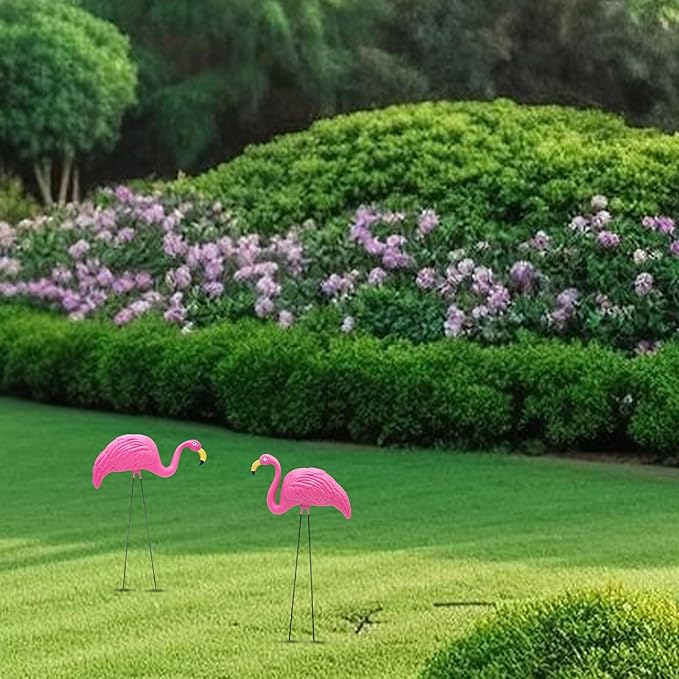4E's Novelty 2 Pink Flamingos Yard Decorations - Large 23" Flamingos Yard Ornaments - Pink Flamingos for Yard Sculptures & Statues - Lawn Flamingos Outdoor Garden Decor, Weather Resistant