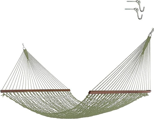 Hatteras Hammocks Deluxe Meadow Duracord Rope Hammock with Free Extension Chains & Tree Hooks, Handcrafted in The USA, 450 LB Weight Capacity, 13 ft. x 60 in