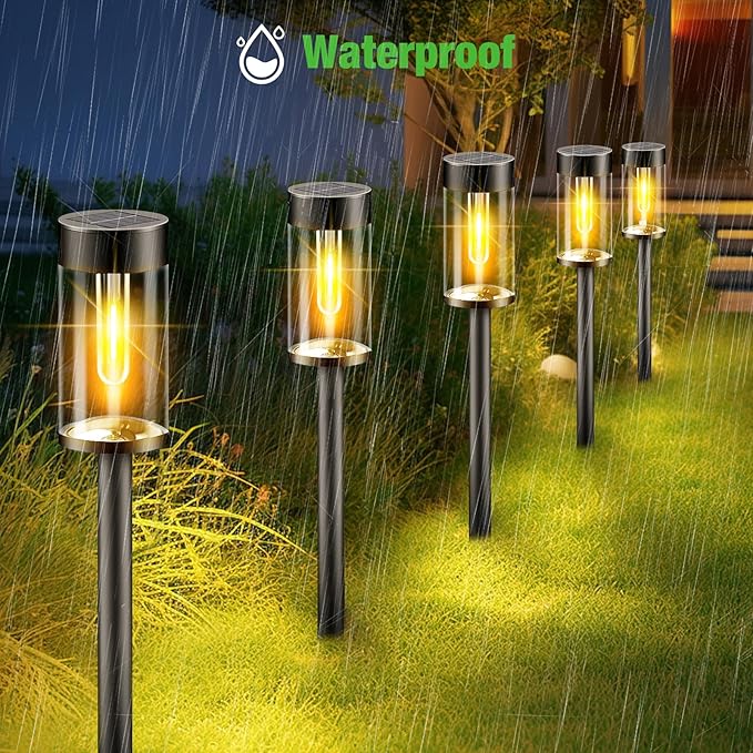 nipify LED Solar Pathway Lights Outdoor, 8 Pack Waterproof Solar Powered Yard Lighting, Auto On/Off Solar Walkway Light for Garden Lawn Path Outside(Warm White)