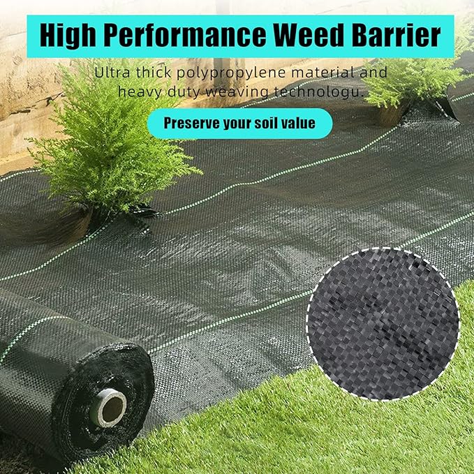 Towallmark 6.5ft X 330ft Weed Barrier Landscape Fabric Heavy Duty, Premium 3.2 oz Ground Cover Weed Block Gardening Mat, Easy Setup & Superior Weed Control, for Erosion Control, Weed Barrier