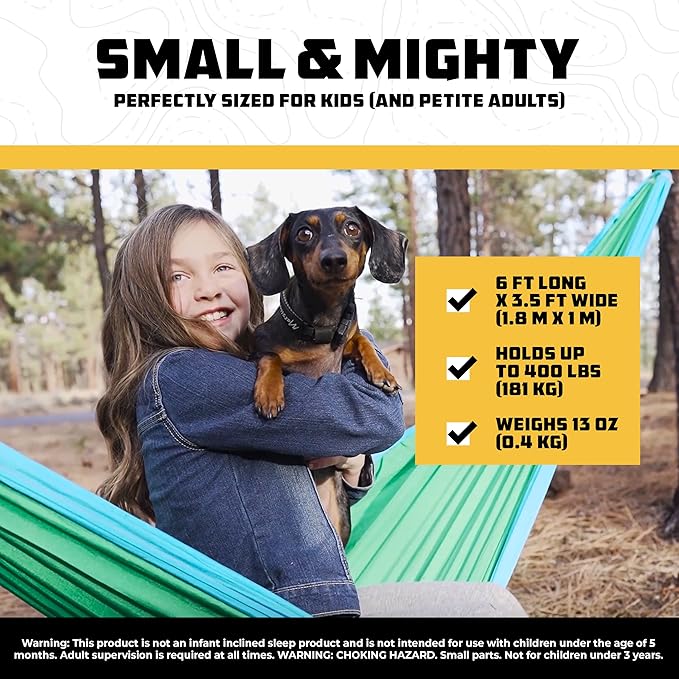 Wise Owl Outfitters Camping Hammock – 500lbs Portable Hammock with Tree Straps - Travel, Backpacking, Hiking, Outdoors Camping Gear - Single or Double