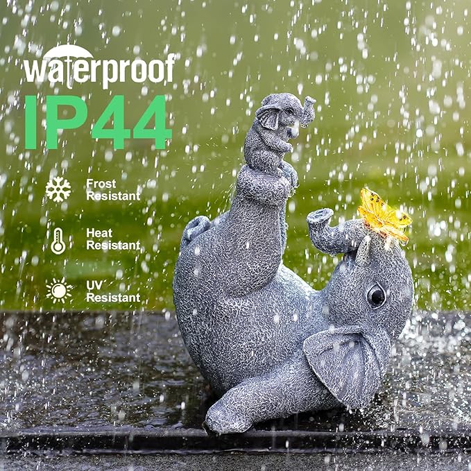 Solar Elephant Statues for Garden Decor - Elephant Handstand Mother&Son Solar Statue with Solar Butterfly,Best Birthday Gifts for Mom,Women