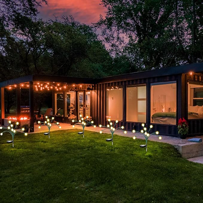 Aogist Solar Garden Lights Outdoor Waterproof,2 Packs 20 LED,Sway by Wind, Yard Patio Pathway Decoration, High Flexibility Iron Wire & Heavy Bulb Base,Warm White