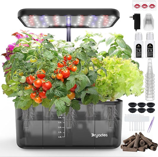 Hydroponics Growing System Indoor Garden, 8 Pods Indoor Herb Garden Kit Countertop with LED Grow Light Quiet Smart Water Pump for Home Kitchen Office, Gift Ideas for Women Men