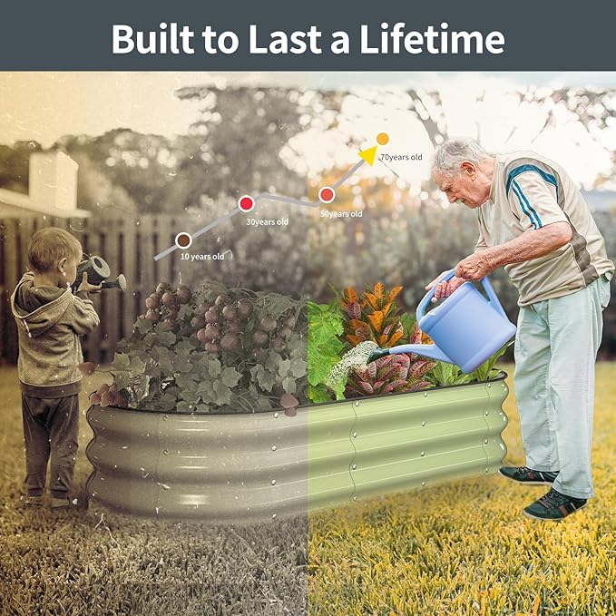 Kesfitt Raised Garden Bed Kit,Outdoor Galvanized Planter Large Metal Raised Boxes with Safety Edging and Gloves for Gardening Vegetables,Fruits,Flower(5x2x1FT)