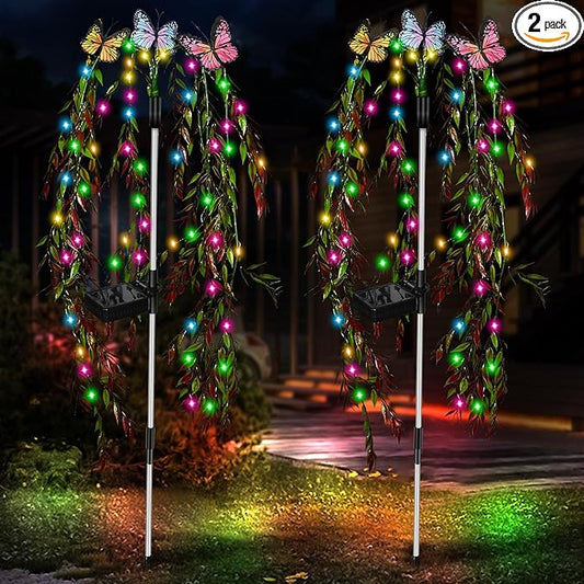 Solar Garden Lights Outdoor Decorative Waterproof, 69LED Swaying Tree Solar Lights for Outside, Butterfly Flower Lights Solar Power Yard Decor for Pathway Patio Lawn Decorations