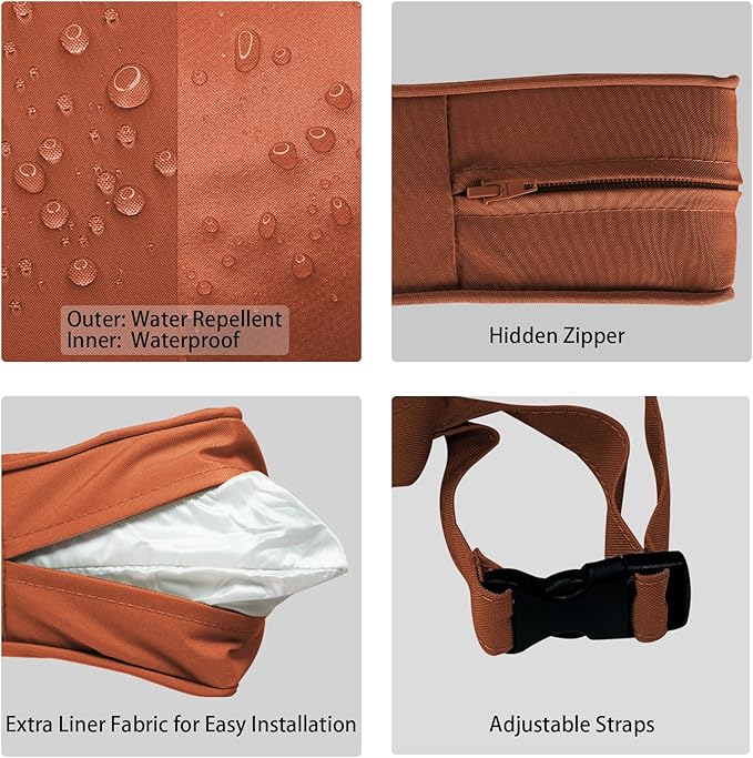 Outdoor Deep Seat Cushion Set 19" x 19", Water Repellent & Fade Resistant Cushion for Patio Furniture, Back & Seat Cushion with Removable Covers for Sofa, Couch, Red