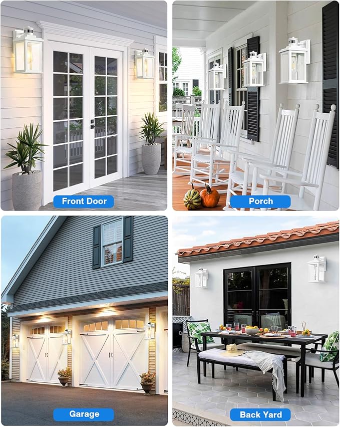 VIANIS Motion Sensor Porch Lights, Outdoor Wall Lights Wall Mount, White Dusk to Dawn Outdoor Sconce Lights, Waterproof Exterior Light Fixture for House, Garden, Patio, Entryway,Hardwired, Non-Solar
