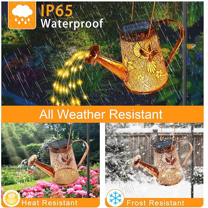Solar Watering Can Lights,Hummingbird Mother's Day Gifts for Women Mom Grandma Birthday, Large Hanging Solar Lantern Waterproof Outdoor Garden Decorations for Yard Porch Landscape Patio Pathway