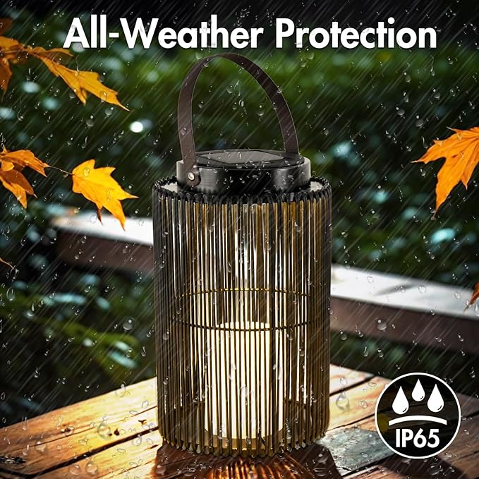 2 Pack Solar Lanterns for Outdoor Waterproof, ZBLUXBZ Outdoor Table Lamp for Outside Hanging Solar Lights, LED Garden Cordless Lights Perfect for Patio and Pathway Lighting (11-inch Height，Black)