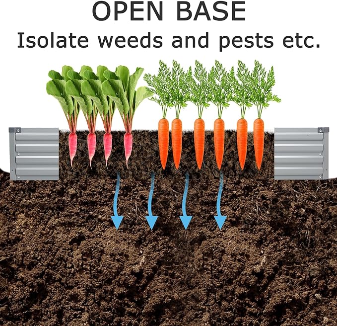 8x2x1ft(2 Pack) Galvanized Raised Garden Bed,Outdoor Planter Box Metal Patio Kit Planting Bed for Vegetables Flowers Herb,Silver