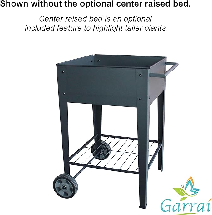 GarraÌ Raised Planter Box -Garden Cart with Wheels, Movable Square Outdoor Elevated Garden Bed with Wheels- Grow Vegetables Flowers Herbs on Patio, Deck, or Yard