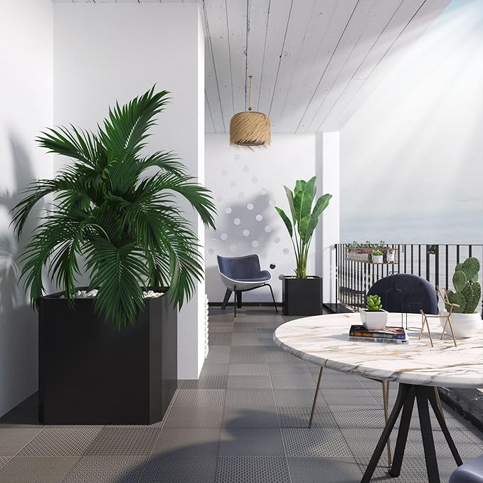 Steel Planter Box-26"x26"x26"-Large Square Planter Box-Outdoor Indoor-Cube Steel Planter Heavy Duty Black Metal Planter Flower Pot Commercial Residential for Home Garden Porch Hotel Patio