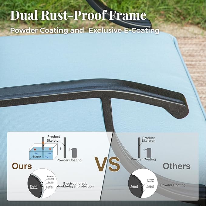 Patio Furniture Set with Fire Pit Table, 5 Pcs Metal Outdoor Conversation Set, 4 Single Chairs with 5.75" Extra Thick Cushion and 28" Fire Pit Table for Backyard Deck, Blue