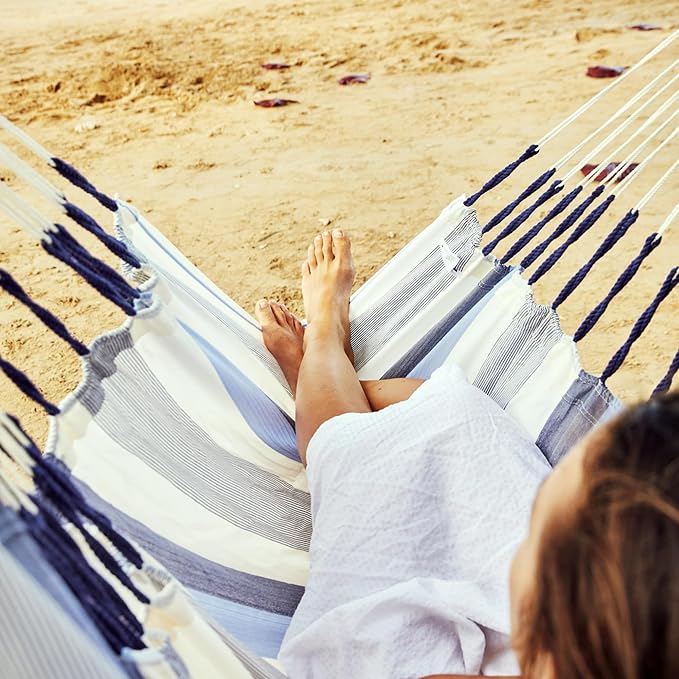 LA SIESTA® - Medium Basic Domingo Hammock Swing Chair & CasaMount - Weather & Tear Resistant Hanging Chair - Outdoor Indoor Hammock Chair w/Suspension Kit for Walls Ceilings Square Beams - Sea Salt