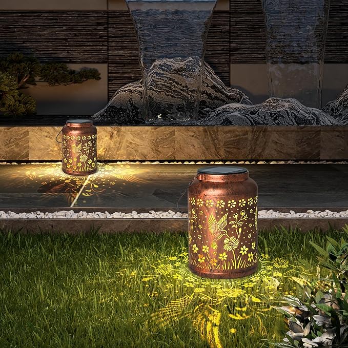 Hummingbird Lanterns Outdoor, Waterproof Hanging Lantern Garden Decor, Birthday Gifts for Women, Men, Mom, Mothers Day Gifts, Lights Outdoor Apply Patio, Yard, Lawn, Balcony