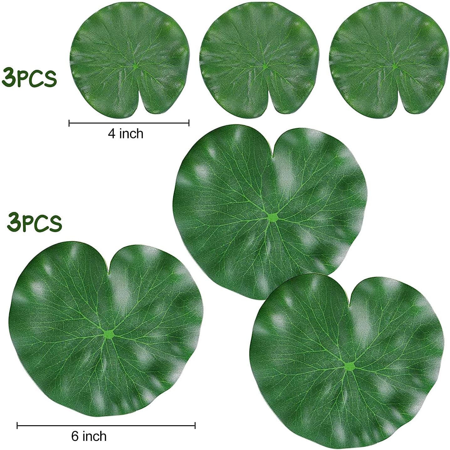 Floating Lily Pads for Ponds, 6Pcs Realistic Lily Pads Leaves Artificial Floating Foam Lotus Leaves Plastic Foam Water Lily Pads Foliage Pond Decor for Pond Pool Koi Fish Patio Aquarium