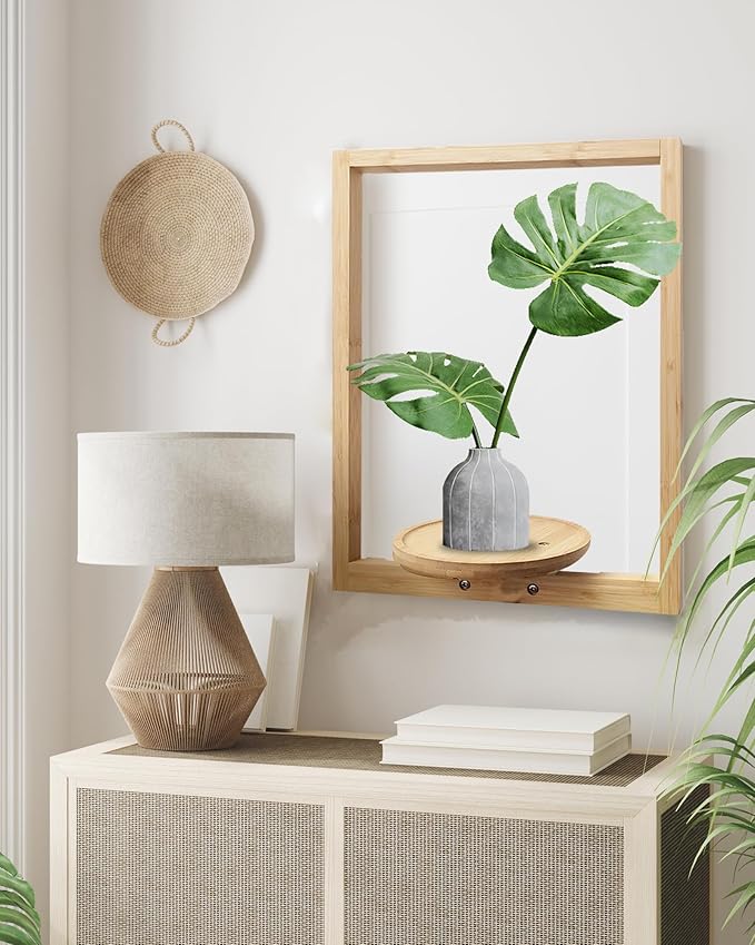 yadoker Wall Planters for Indoor Plants,Bamboo Hanging Plant Holders, Wall Decor Plant Stand, 1-Pack Window Plant Shelves for Living Room & Entryway