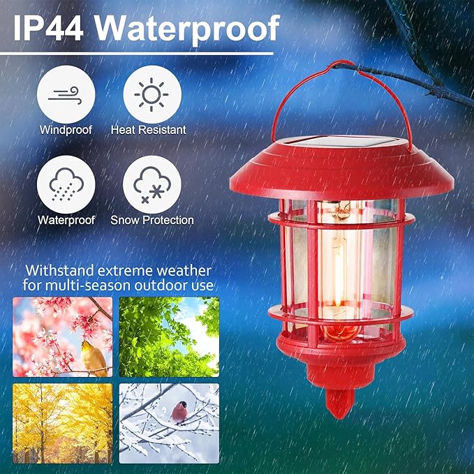 Dynaming 6 Pack Dual Use Solar Christmas Path Lights Outdoor, Hanging Lantern Solar Garden Light with Edison Bulb, Xmas Pathway Markers, Auto On/Off Candy Cane Lights for Patio Yard Walkway Driveway