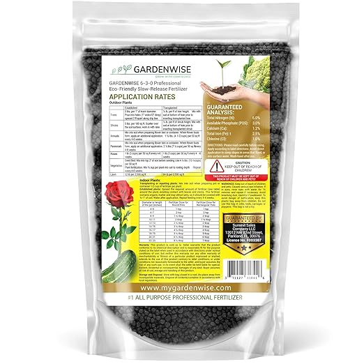 6-3-0 All-Purpose Professional Eco-Friendly Slow-Release Nitrogen Fertilizer with Iron & Calcium,Non-Burning, Enhances Soil Structure,for Indoor&Outdoor Plants,Vegetable Gardens (5 QUARTS)