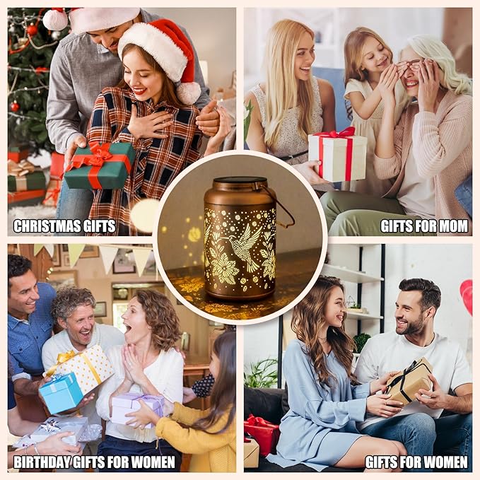 2 Pack Hummingbird Solar Lanterns Outdoor Waterproof Hanging Solar Lights, Birthday Gifts for Women, Men, Mom, Mothers Day Gifts, Outside, Patio, Outdoor, Yard, Lawn, Balcony