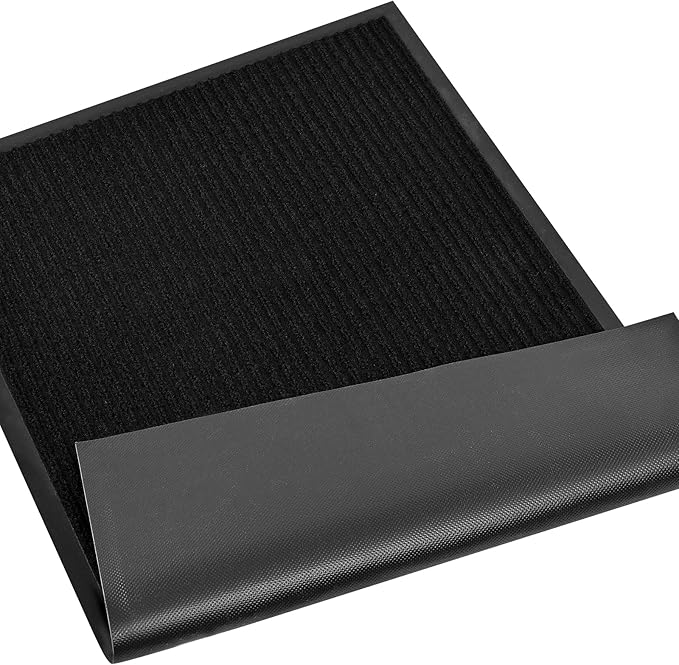 fani Heavy Duty Large Outdoor Indoor Entrance Doormat Waterproof Low Profile Entrance Rug Front Door Mat Patio Anti-Skid Rubber Back, 31x47 inch (Jet Black)