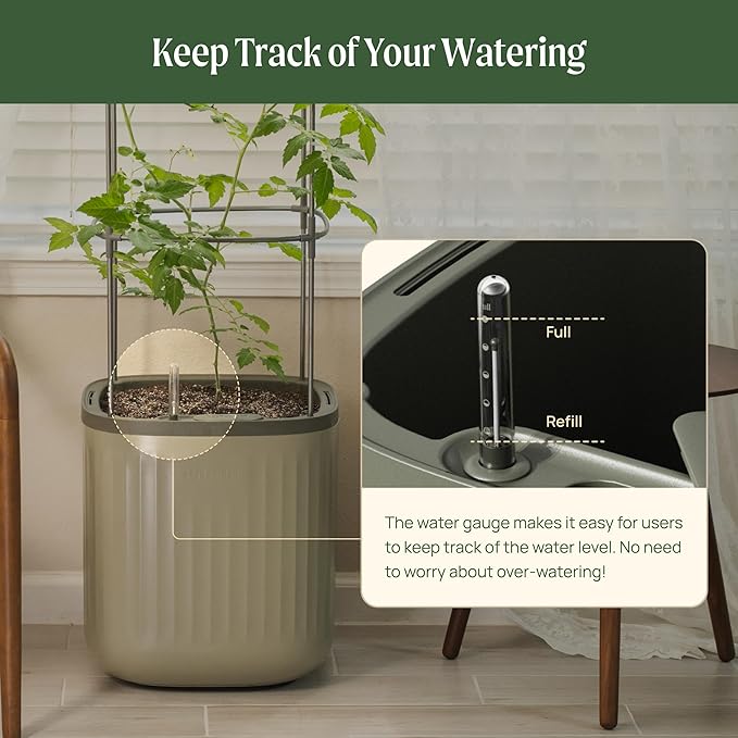 Vego garden Self Watering Pots Home Planters with Water Gauge for Effortless Indoor Plants Cream White