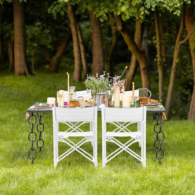 Aoodor Patio 34" Director's Chairs Set of 4, Outdoor Portable Bar Height Seating with Folding Aluminum Frame, 225 lbs Capacity, Perfect for Camping, Fishing, Picnic