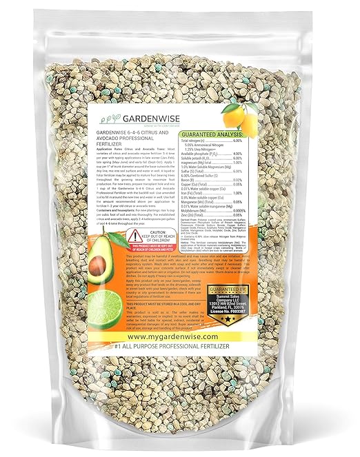 6-4-6 Avocado and Citrus Tree Professional Fertilizer Plant Food for Outdoor/Indoor Gardening; Quick-Release Nitrogen Fertilizer; Orange, Lime, Avocado and Lemon Tree Fertilizer (2 QUARTS)