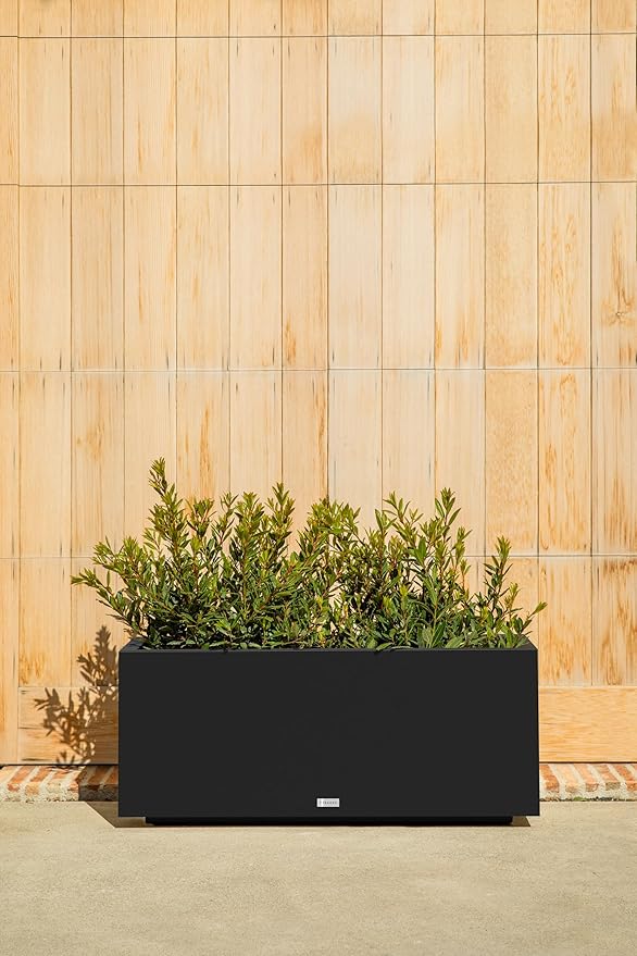 Veradek Block Series Long Box Planter - Large Rectangular Planter for Indoor or Outdoor Patio/Porch | Durable All-Weather Use with Drainage Holes | Modern Décor for Tall Plants, Flowers or Shrubs