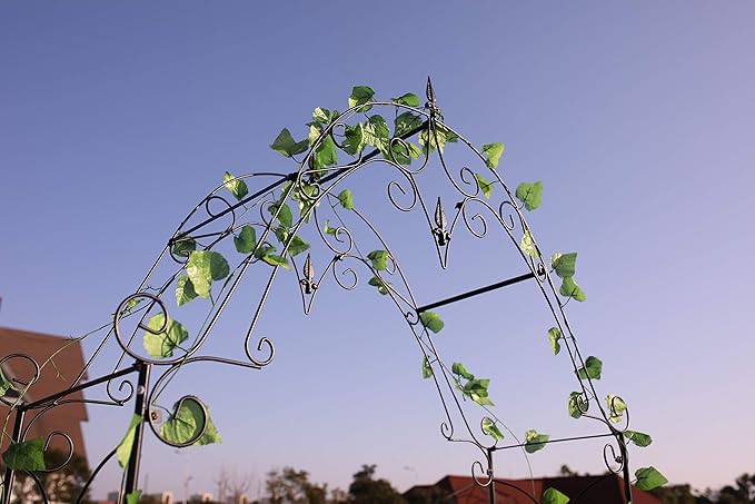 Steel Garden Arch, 8'1" High x 4'2" Wide, Garden Arbor for Various Climbing Plant, Outdoor Garden Lawn Backyard