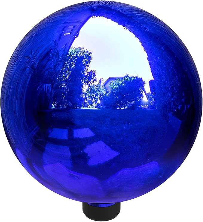Alpine Corporation 10" Diameter Indoor/Outdoor Glass Gazing Globe Festive Yard Décor, Blue