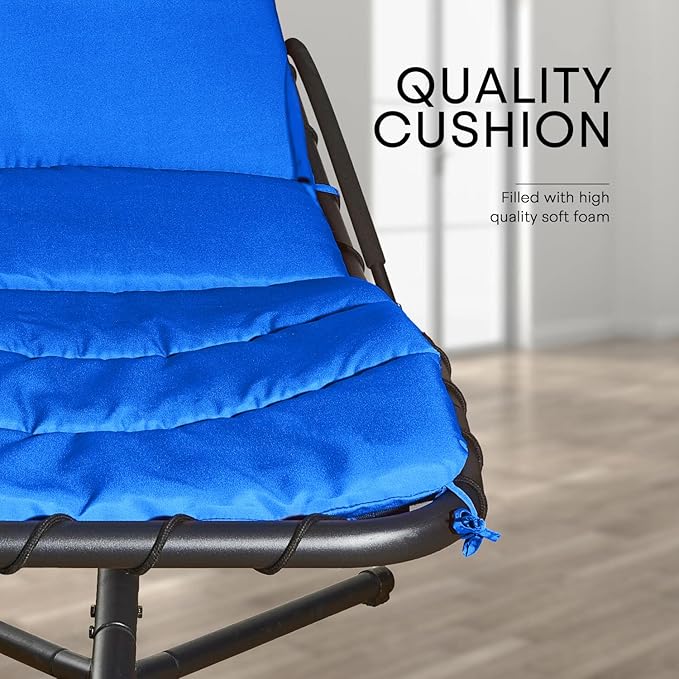 Weatherproof Replacement Cushion Pad and Umbrella for Hanging Lounge Chair Outdoor Chaise Hanging Hammock Chair - Long-Lasting, Fade-Resistant, Quick-Dry, Outdoor Lounge Replacement Set (Blue)
