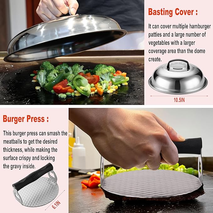 38PCS Flat Top Grill Accessories Set - Must Have for Your Outdoor with Professional Griddle Spatula, Cleaning Kit, Grill Basting Cover - Ideal Griddle Gift for Men Women