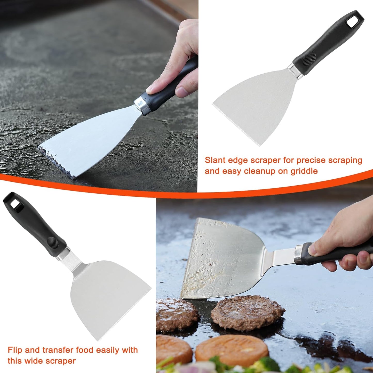 Griddle Accessories Kit, 39PCS Flat Top Grill Accessories Set, Griddle Accessories Set with Basting Cover, Spatula, Scraper, Burger Press, Tongs, Cleaning Kit